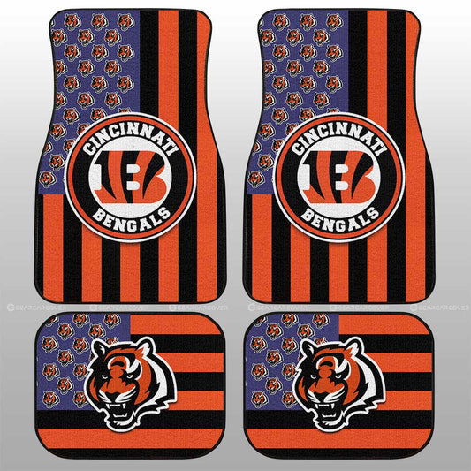 Cincinnati Bengals Car Floor Mats Custom US Flag Style - Gearcarcover - 1