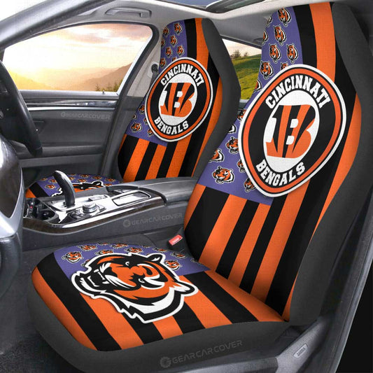 Cincinnati Bengals Car Seat Covers Custom US Flag Style - Gearcarcover - 2