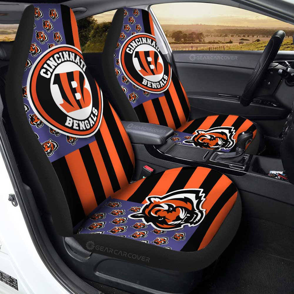 Cincinnati Bengals Car Seat Covers Custom US Flag Style - Gearcarcover - 1