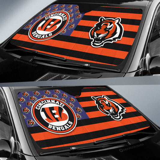 Cincinnati Bengals Car Sunshade Custom US Flag Style - Gearcarcover - 2