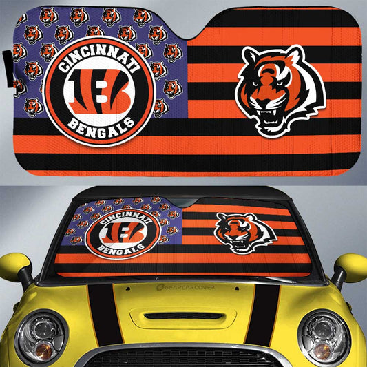 Cincinnati Bengals Car Sunshade Custom US Flag Style - Gearcarcover - 1