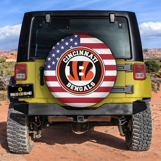 Cincinnati Bengals Spare Tire Covers Custom US Flag Style - Gearcarcover - 2