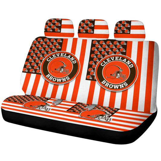 Cleveland Browns Car Back Seat Cover Custom US Flag Style - Gearcarcover - 1