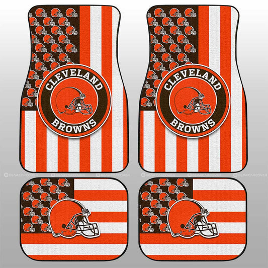 Cleveland Browns Car Floor Mats Custom US Flag Style - Gearcarcover - 1