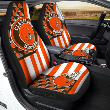 Cleveland Browns Car Seat Covers Custom US Flag Style - Gearcarcover - 1