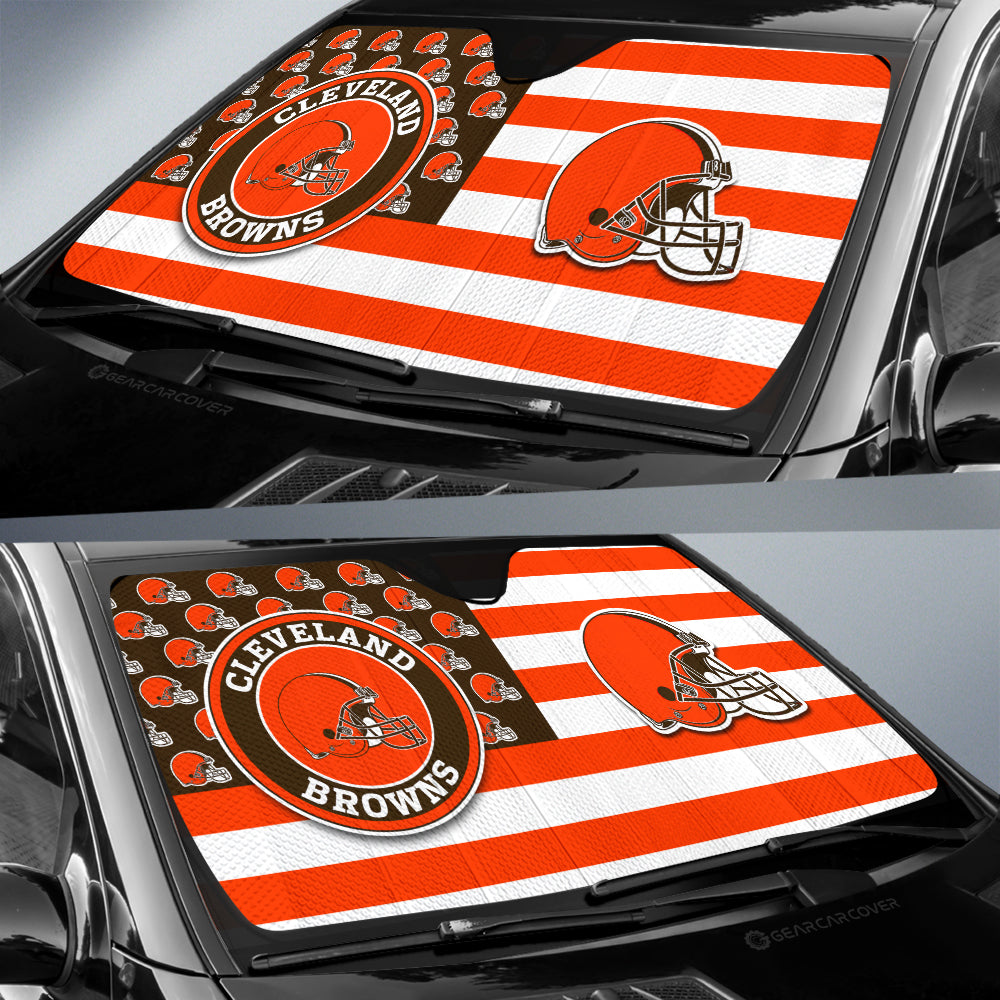 Cleveland Browns Car Sunshade Custom US Flag Style - Gearcarcover - 2