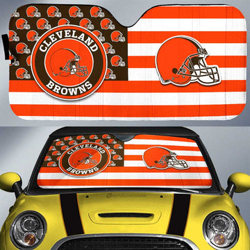 Cleveland Browns Car Sunshade Custom US Flag Style - Gearcarcover - 1