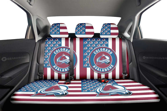 Colorado Avalanche Car Back Seat Cover Custom US Flag Style - Gearcarcover - 2