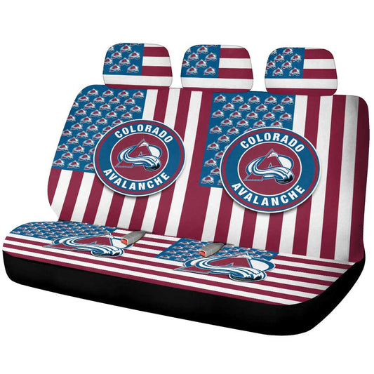 Colorado Avalanche Car Back Seat Cover Custom US Flag Style - Gearcarcover - 1