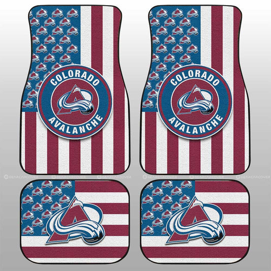 Colorado Avalanche Car Floor Mats Custom US Flag Style - Gearcarcover - 1