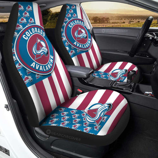 Colorado Avalanche Car Seat Covers Custom US Flag Style - Gearcarcover - 1