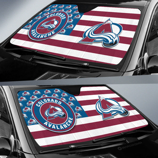 Colorado Avalanche Car Sunshade Custom US Flag Style - Gearcarcover - 2
