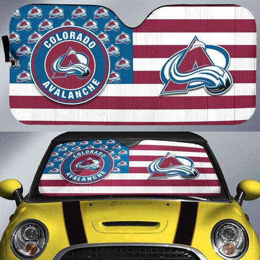 Colorado Avalanche Car Sunshade Custom US Flag Style - Gearcarcover - 1