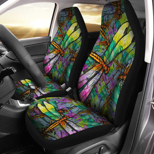Colorful Dragonfly Car Seat Covers Custom Dragonfly Car Accessories - Gearcarcover - 1