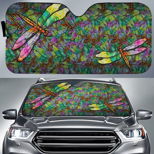 Colorful Dragonfly Car Sunshade Custom Colorful Dragonfly Car Accessories Gift Idea - Gearcarcover - 1