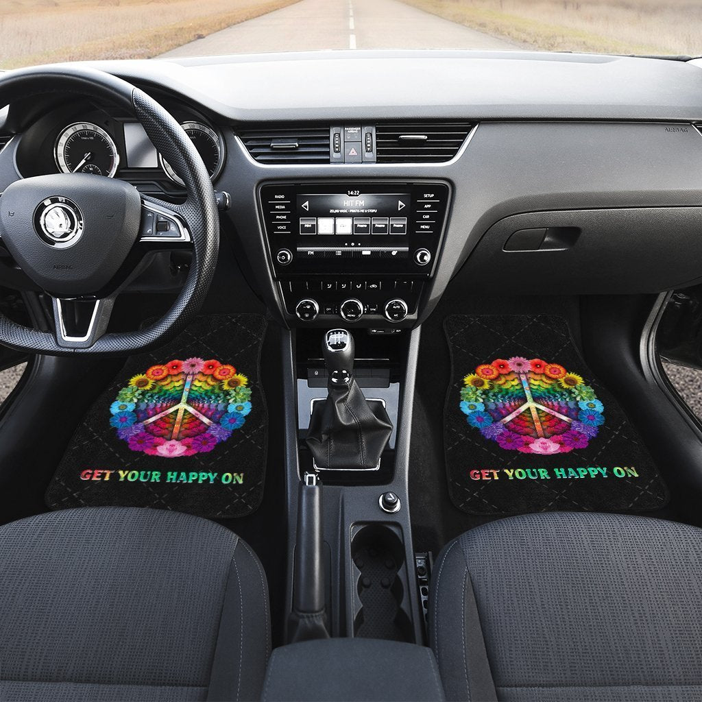 Colorful Flower Peace Car Floor Mats Get Your Happy On Car Accessories - Gearcarcover - 3