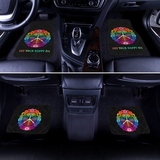 Colorful Flower Peace Car Floor Mats Get Your Happy On Car Accessories - Gearcarcover - 2