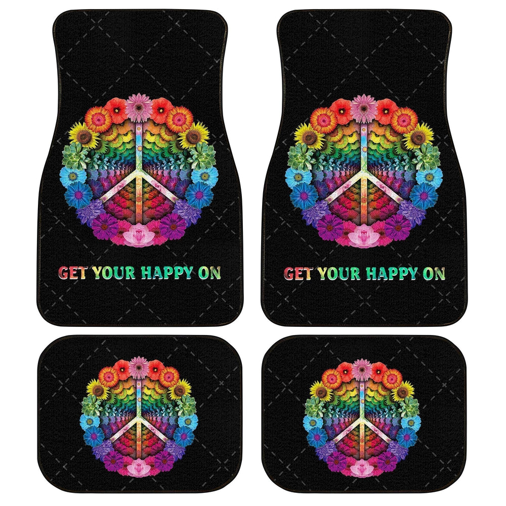 Colorful Flower Peace Car Floor Mats Get Your Happy On Car Accessories - Gearcarcover - 1
