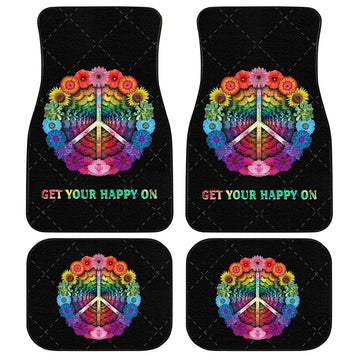 Colorful Flower Peace Car Floor Mats Get Your Happy On Car Accessories - Gearcarcover - 1