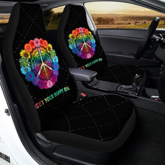 Colorful Flower Peace Car Seat Covers Get Your Happy On - Gearcarcover - 2