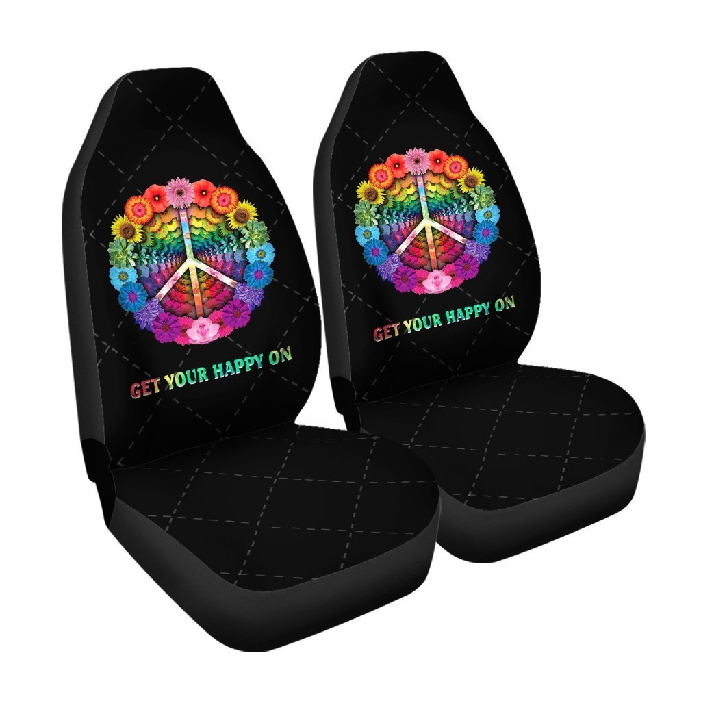 Colorful Flower Peace Car Seat Covers Get Your Happy On - Gearcarcover - 3