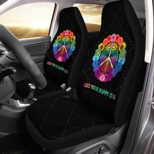 Colorful Flower Peace Car Seat Covers Get Your Happy On - Gearcarcover - 1