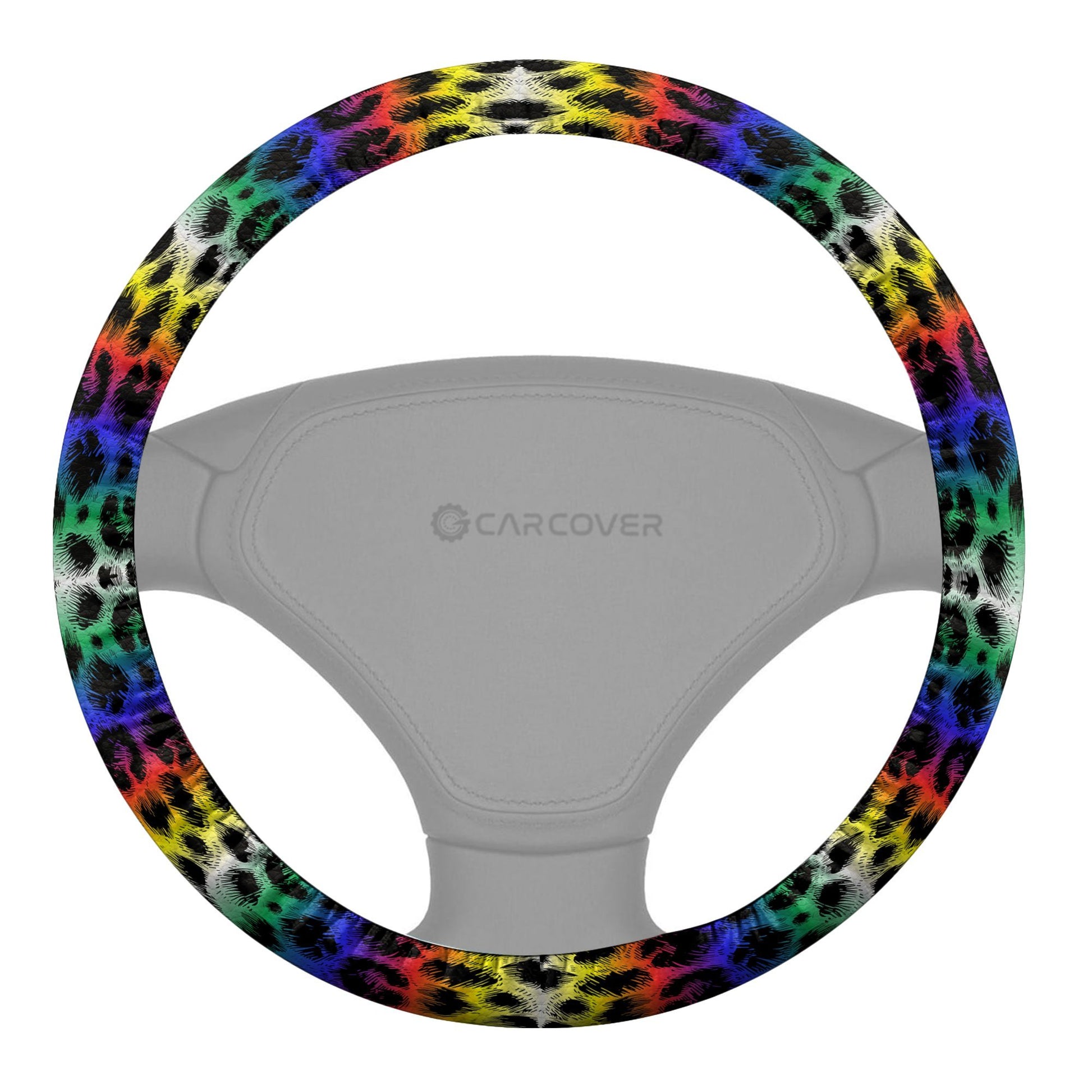 Colorful Leopard Skin Steering Wheel Cover Custom Animal Skin Printed Car Interior Accessories - Gearcarcover - 1