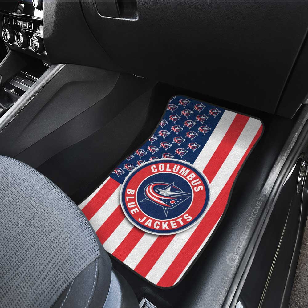 Columbus Blue Jackets Car Floor Mats Custom US Flag Style - Gearcarcover - 3