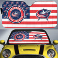 Columbus Blue Jackets Car Sunshade Custom US Flag Style - Gearcarcover - 1