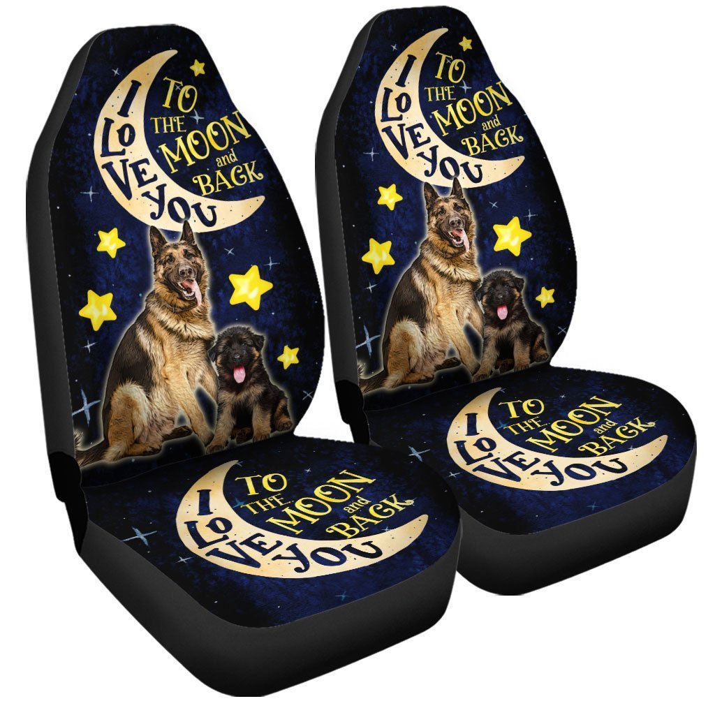 Coolest German Shepherd Dad Car Seat Covers Custom I Love You To The Moon And Back Car Accessories - Gearcarcover - 4