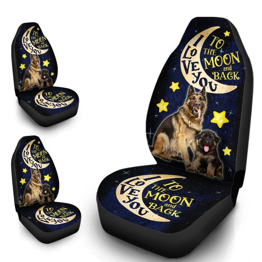 Coolest German Shepherd Dad Car Seat Covers Custom I Love You To The Moon And Back Car Accessories - Gearcarcover - 1