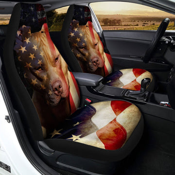 Coolest Pitbull Dog Car Seat Covers Custom American Flag Car Accessories - Gearcarcover - 1