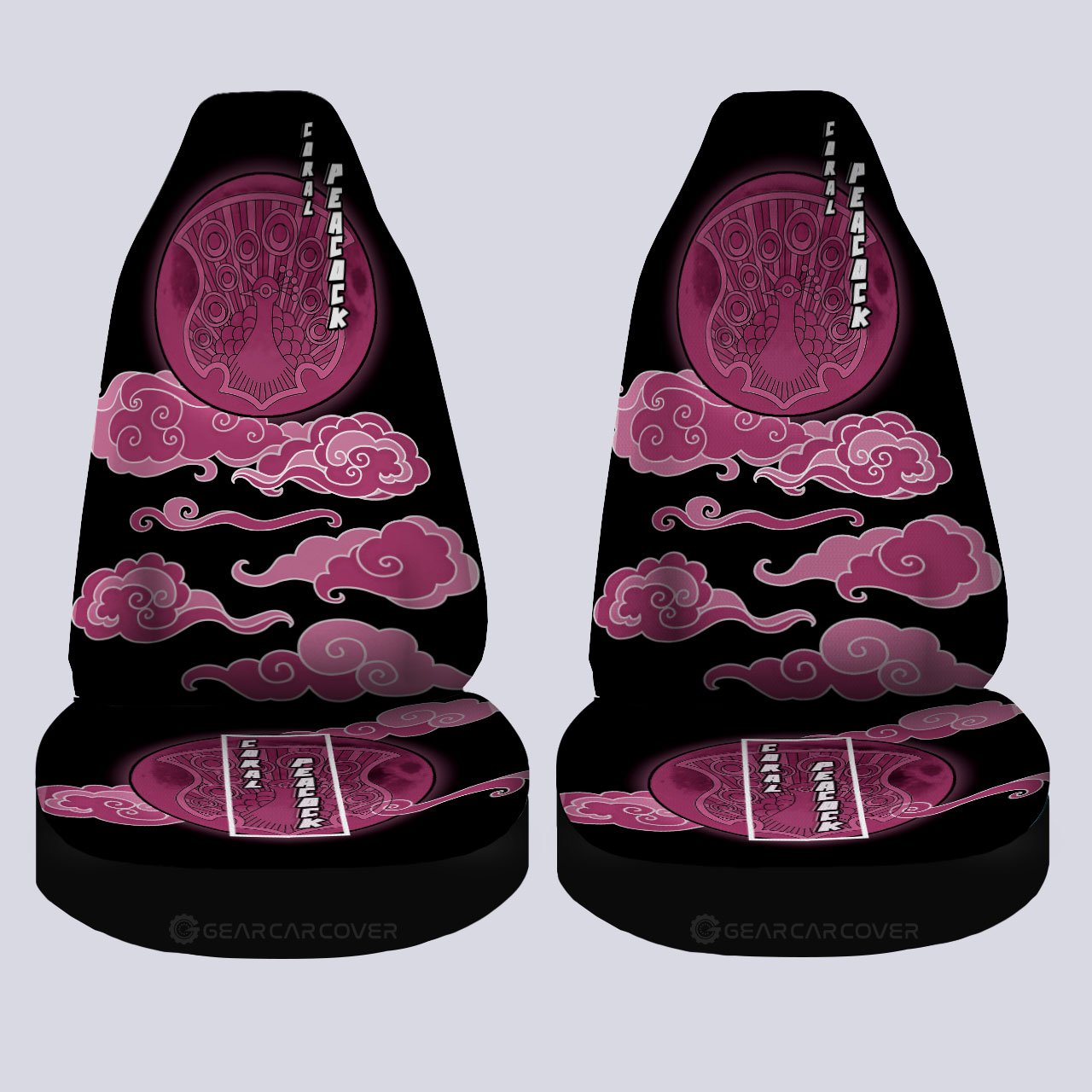 Coral Peacock Car Seat Covers Custom Black Clover Anime Car Interior Accessories - Gearcarcover - 4
