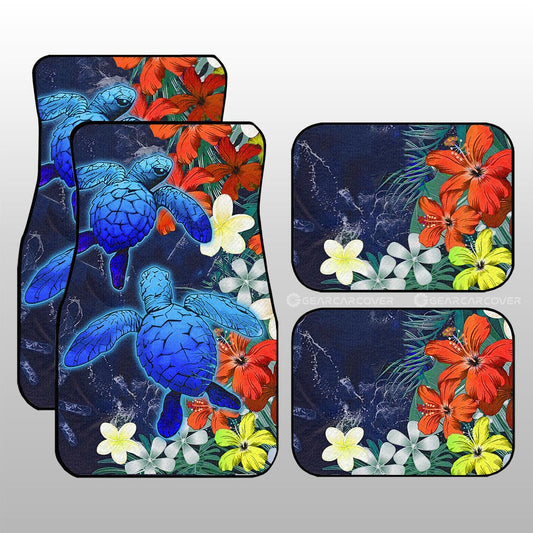 Couple Turtle Car Floor Mats Custom Hibiscus Flowers Car Accessories - Gearcarcover - 1