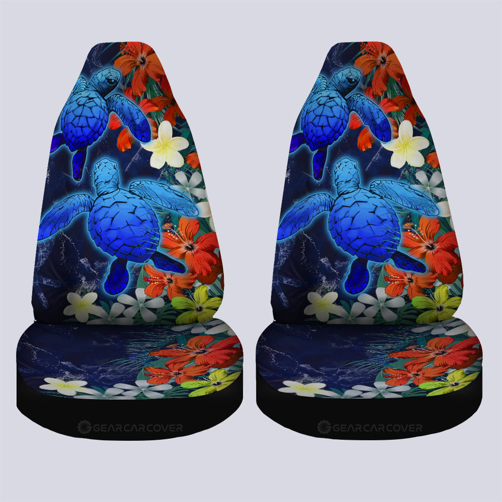 Couple Turtle Car Seat Covers Custom Hibiscus Flowers Car Accessories - Gearcarcover - 4