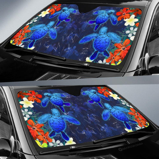 Couple Turtle Car Sunshade Custom Hibiscus Flowers Car Accessories - Gearcarcover - 2