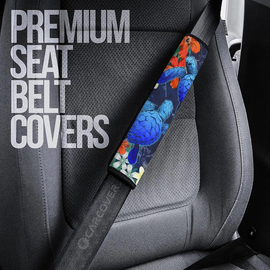 Couple Turtle Seat Belt Covers Custom Hibiscus Flowers Car Accessories - Gearcarcover - 2