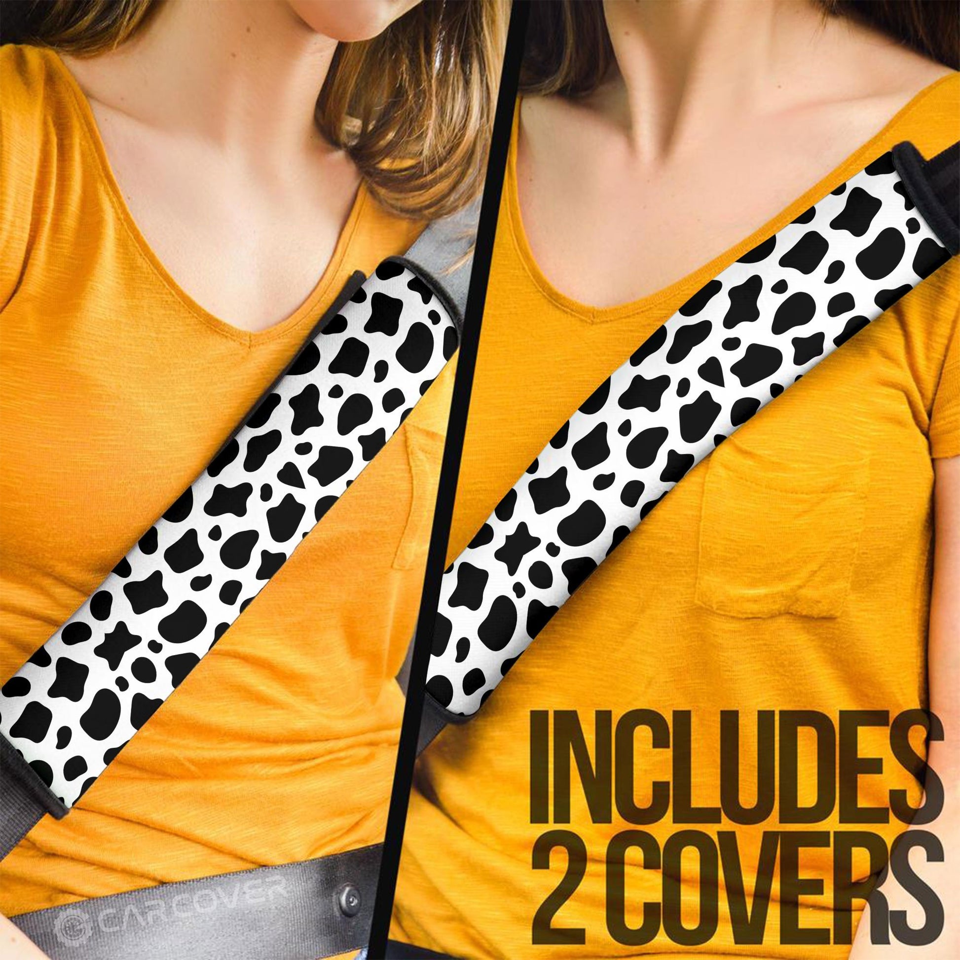 Cow Dairy Seat Belt Covers Custom Animal Skin Printed Car Interior Accessories - Gearcarcover - 2