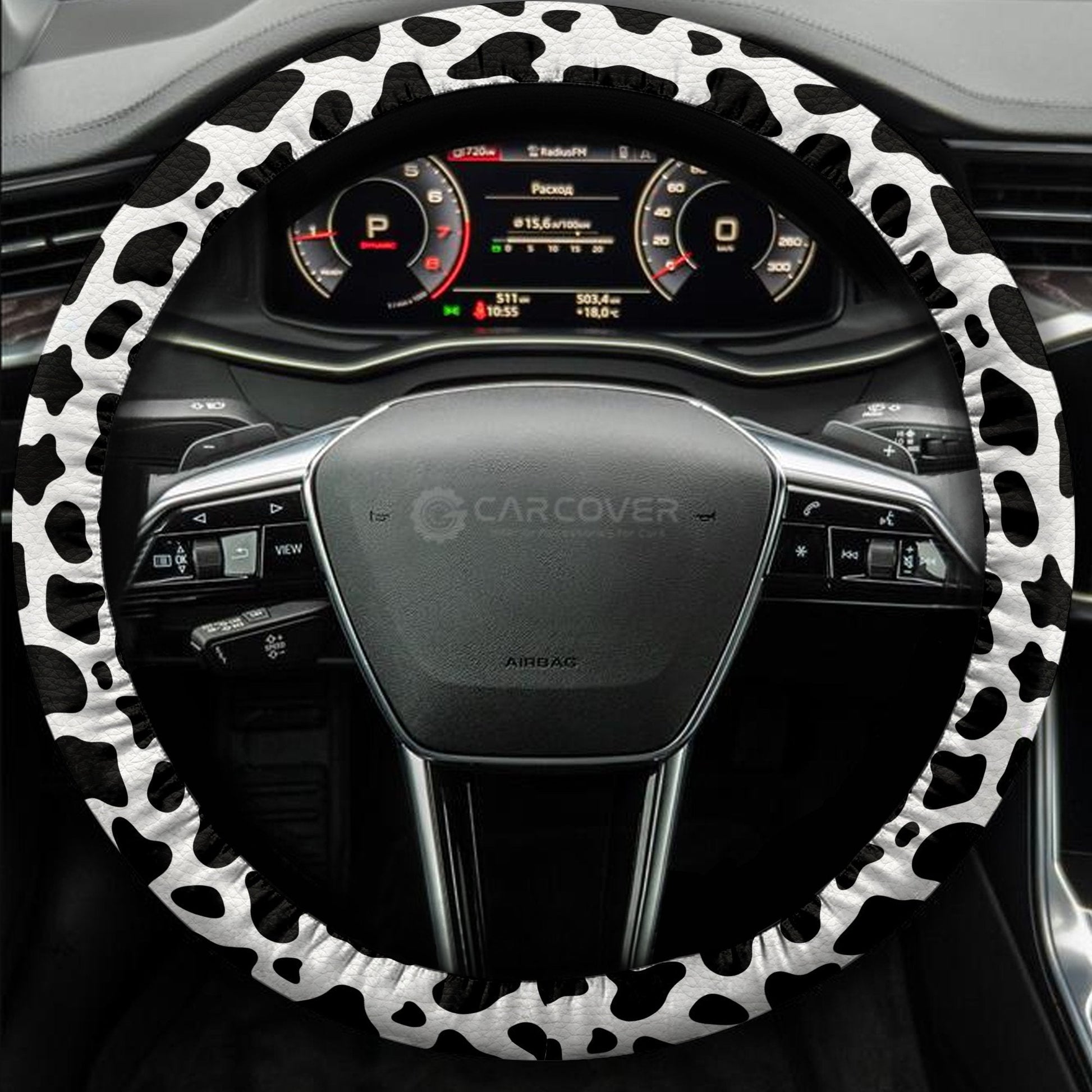 Cow Dairy Steering Wheel Cover Custom Animal Skin Printed Car Interior Accessories - Gearcarcover - 4