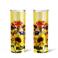 Cow Sunflower Custom Tall Glitter Tumbler - Gearcarcover - 2