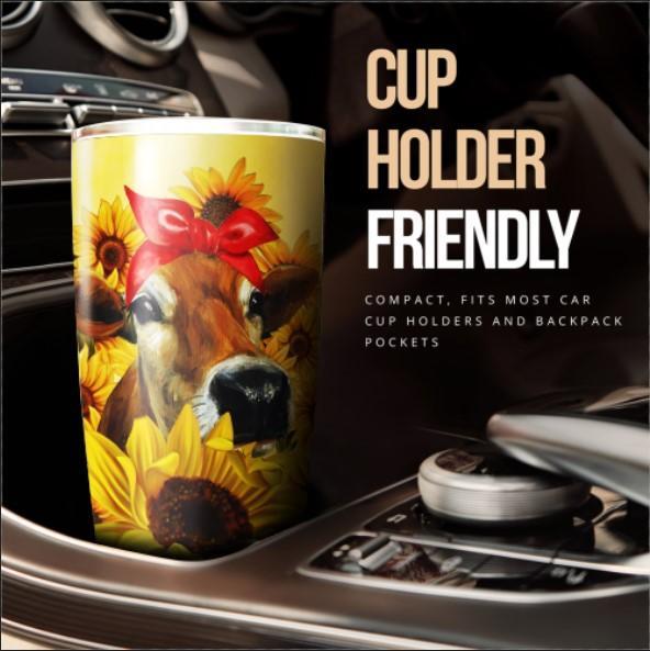 Cow Sunflower Custom Tumbler Stainless Steel - Gearcarcover - 3