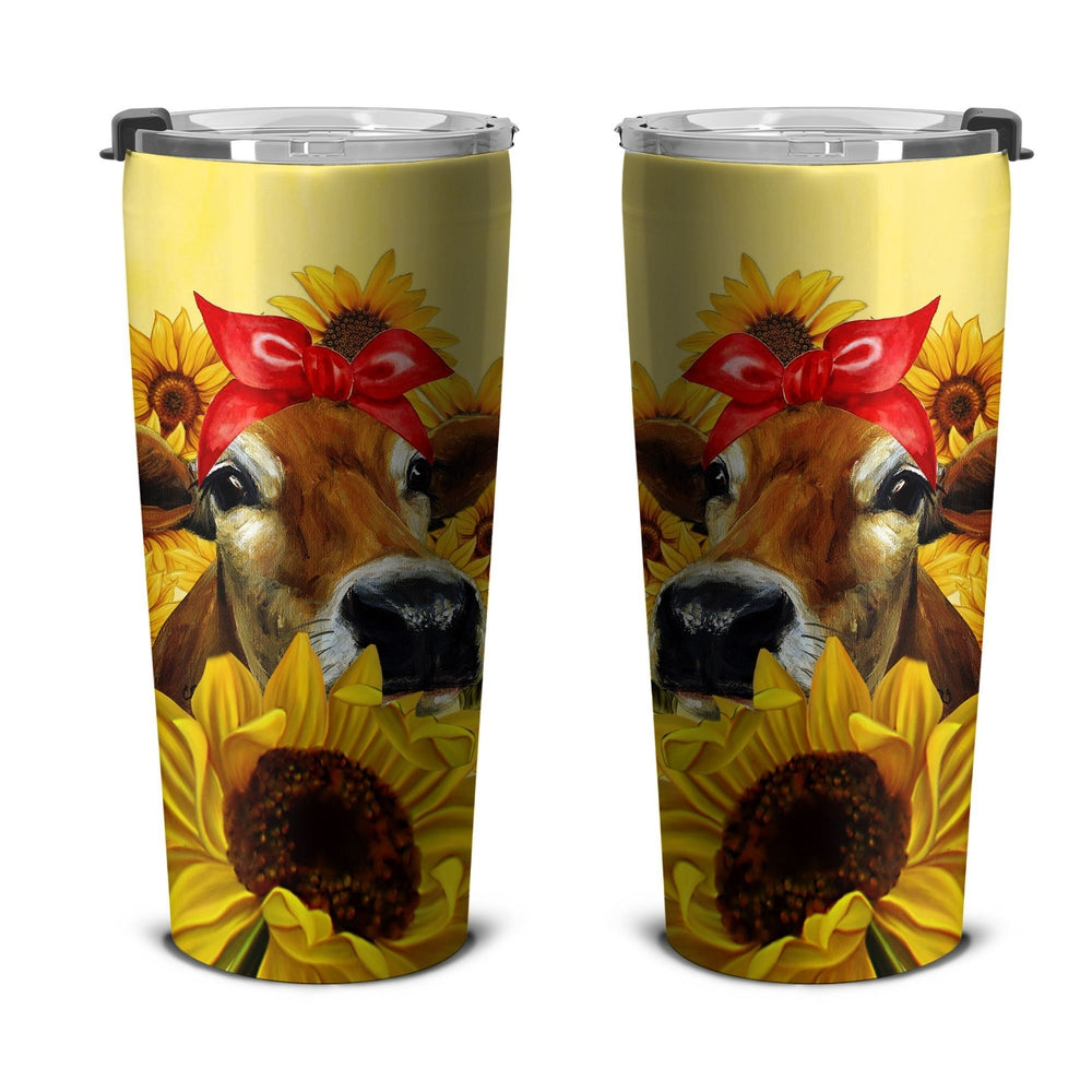 Cow Sunflower Custom Tumbler Stainless Steel - Gearcarcover - 4
