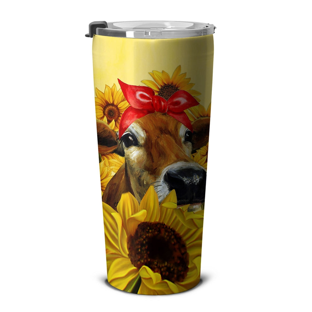 Cow Sunflower Custom Tumbler Stainless Steel - Gearcarcover - 5