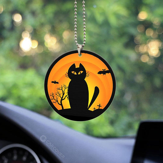 Creepy Black Cat Ornament Custom Halloween Pumpkin Car Accessories - Gearcarcover - 2
