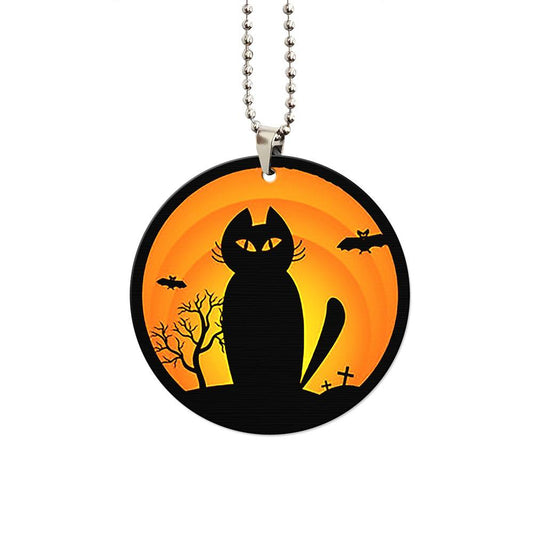 Creepy Black Cat Ornament Custom Halloween Pumpkin Car Accessories - Gearcarcover - 1
