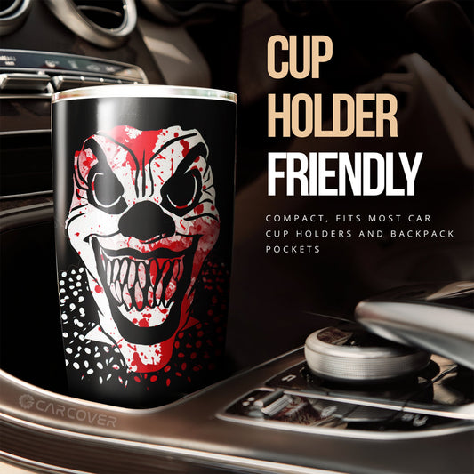 Creepy Evil Clown Face Tumbler Cup Custom Halloween Car Accessories - Gearcarcover - 2