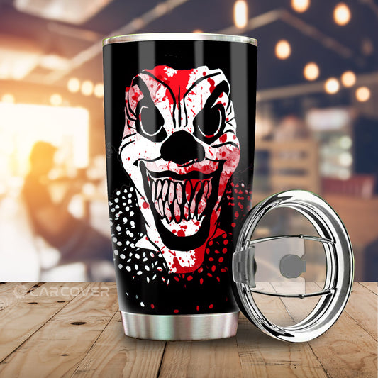 Creepy Evil Clown Face Tumbler Cup Custom Halloween Car Accessories - Gearcarcover - 1
