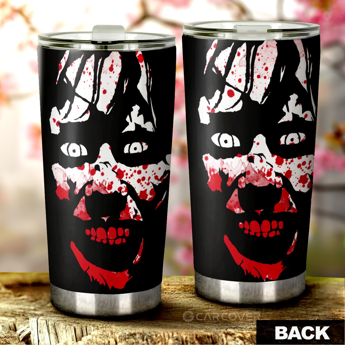 Creepy Face Tumbler Cup Custom Car Interior Accessories Halloween - Gearcarcover - 3