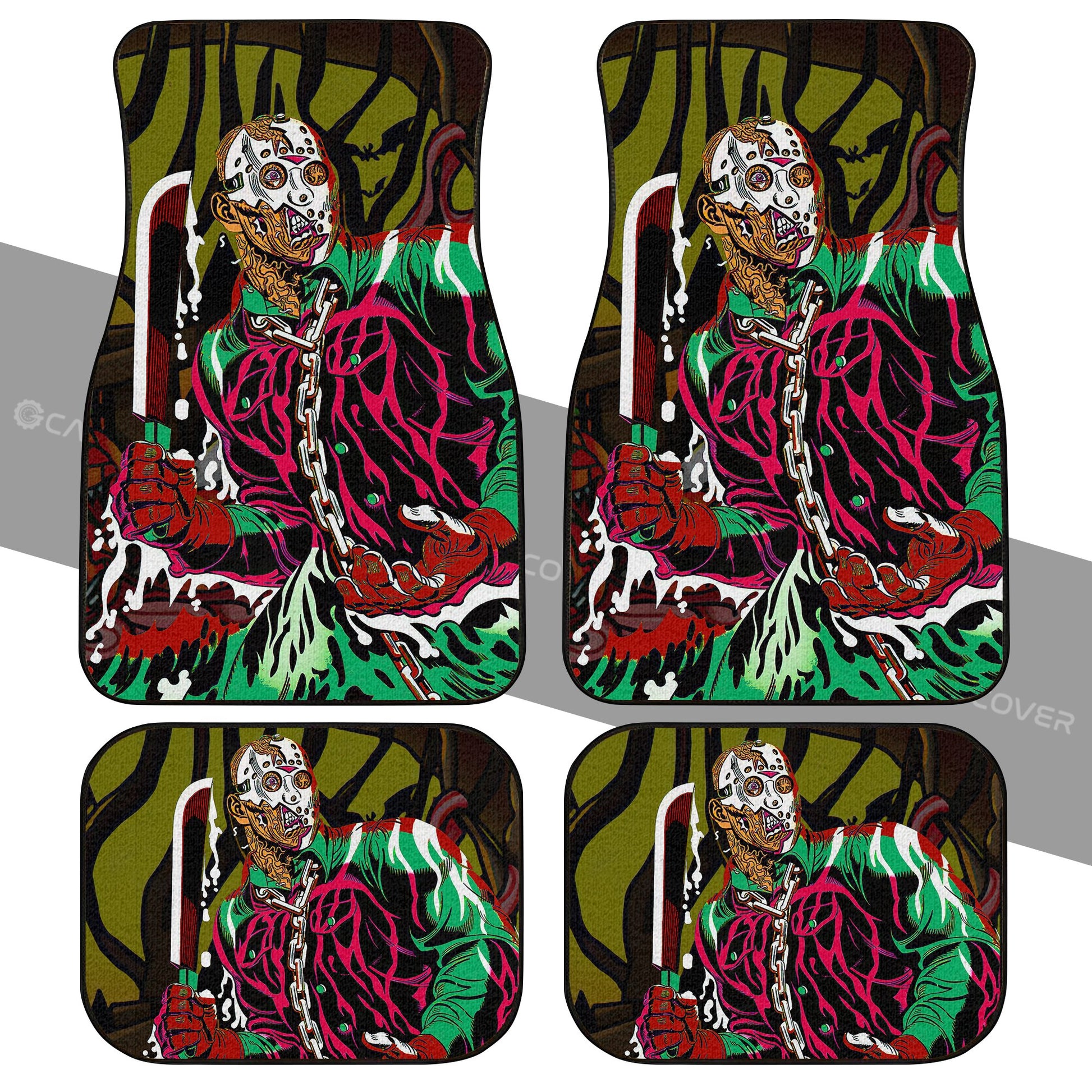 Creepy Jason Car Floor Mats Custom Car Accessories Horror Halloween Decorations - Gearcarcover - 2