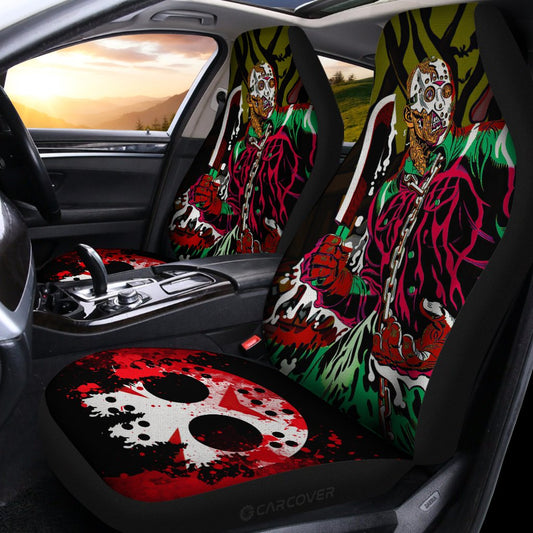 Creepy Jason Car Seat Covers Custom Car Accessories Horror Halloween Decorations - Gearcarcover - 2